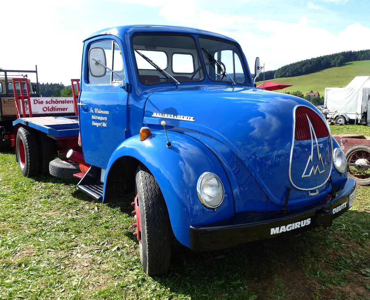 Magirus-Deutz Mercur 120L, Langholzfahrzeug, Baujahr 1959, luftgekhlter V6-Deutz-Diesel mit 7412ccm und 120PS, Bulldogtreffen St.Peter, Aug.2016