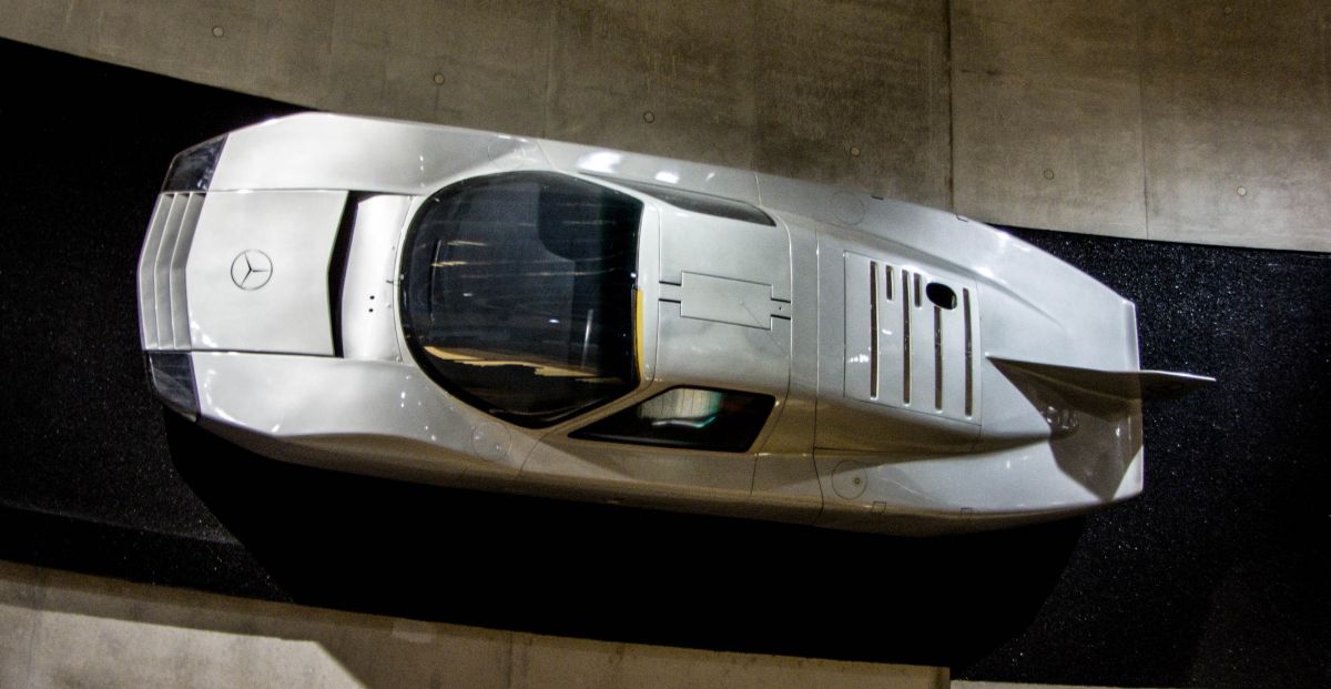 Mercedes-Bent C111 Dieselrekordwagen, mit einer Höchstgeschwindigkeit von 327km/h aus 230Ps. Aufgenommen im Mercedes-Benz Museum am 30.11.2012