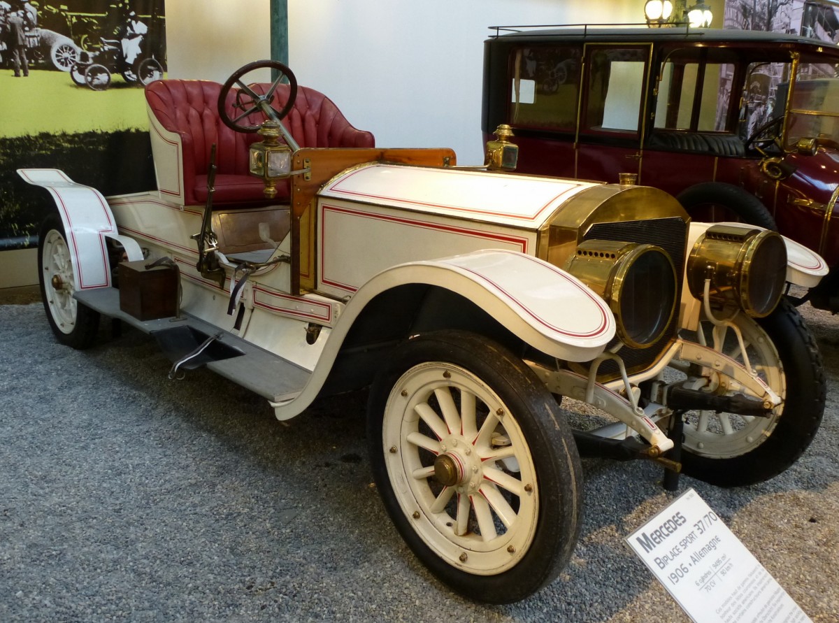 Mercedes Sport 37/70, Baujahr 1906, 6-Zyl.Motor mit 9495ccm und 70PS, Vmax.90Km/h, Automobilmuseum Mlhausen, Nov.2013