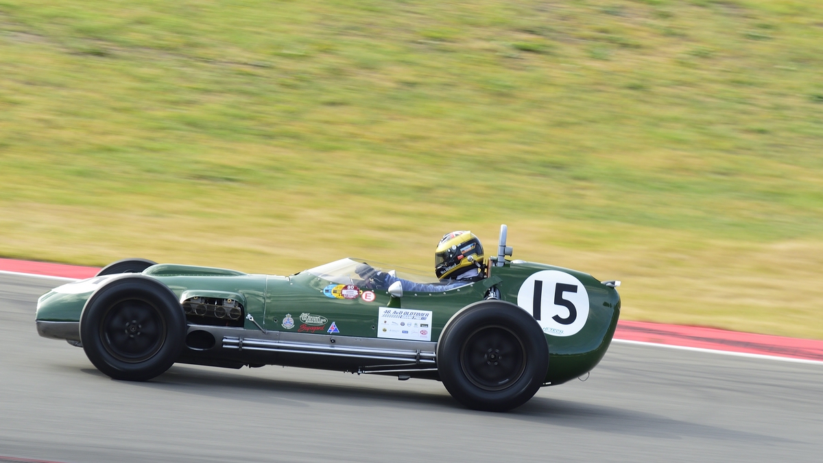 Mitzieher NR.15 Lotus 16 363, Bj.1958 Fahrer: Smith-Hilliard, Max. 46. AvD-Oldtimer-Grand-Prix 2018, Rennen 6 Historic Grand Prix Cars bis 1965 am 11.Aug.2018