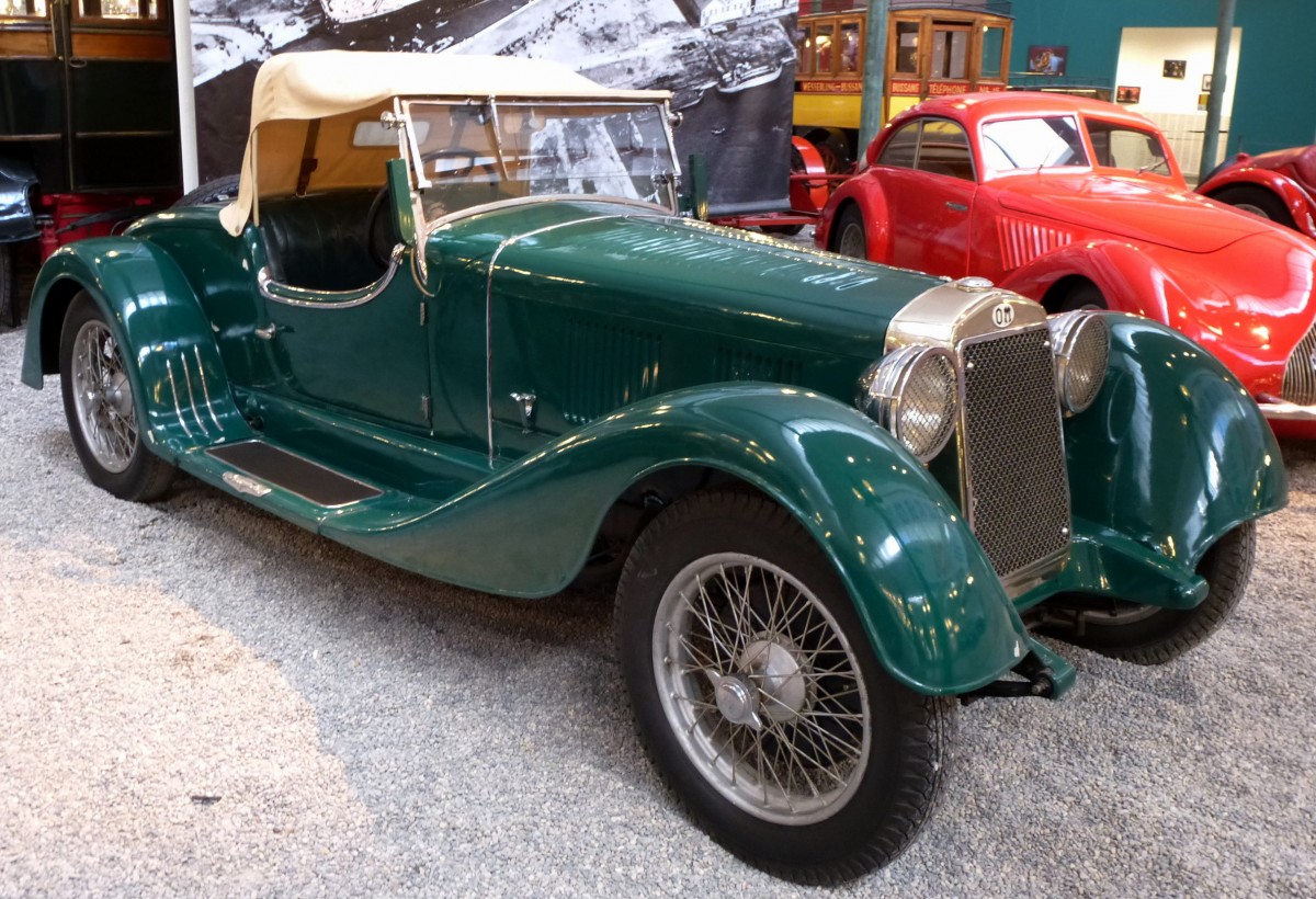 O.M. Roadster 665MM, italienischer Oldtimer, Baujahr 1931, 6-Zyl.Motor mit 2000ccm und 65PS, Vmax.125Km/h, Automobilmuseum Mlhausen, Nov.2014