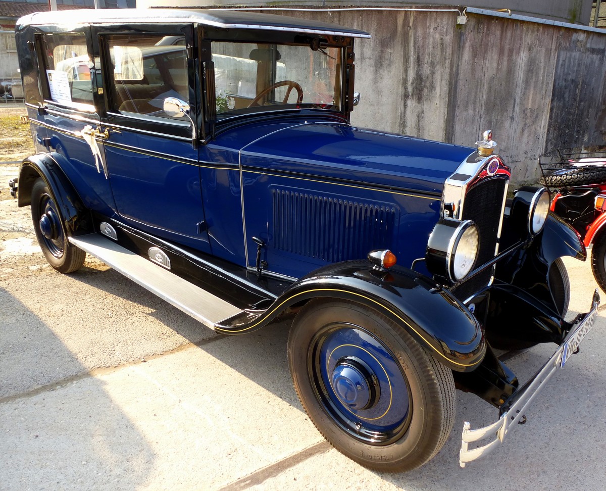 Opel 7/34, Baujahr 1927, 6-Zyl.Motor mit 2000ccm und 40PS, Vmax.90Km/h, Oldierama Lrrach, Mrz 2015