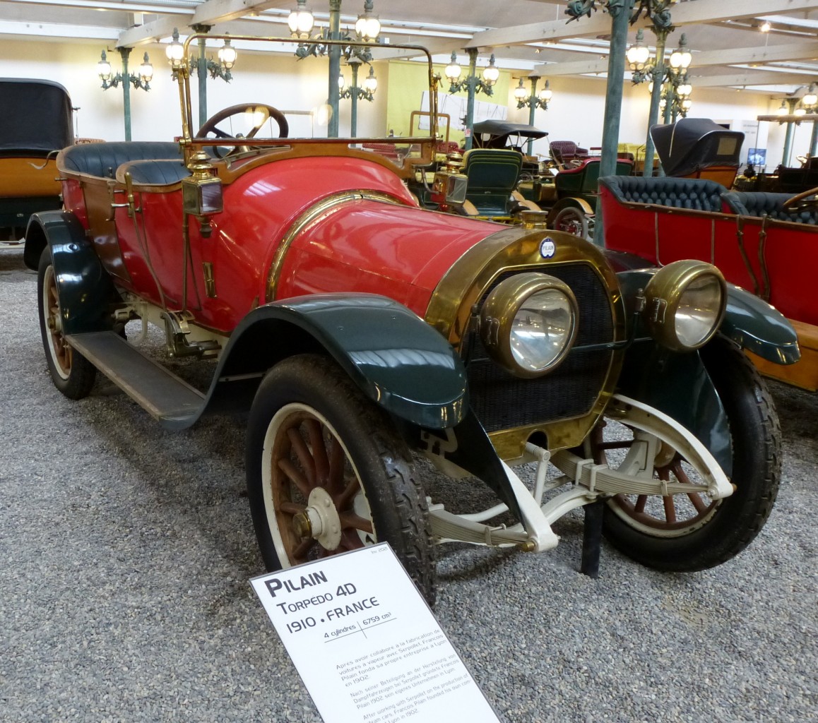 Pilain 4D, franzsischer Oldtimer, Baujahr 1910, 4-Zyl.Motor mit 6759ccm, Automobilmuseum Mlhausen, Nov.2014