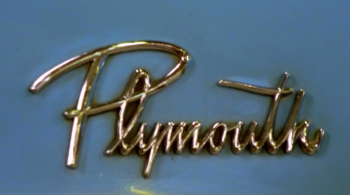 Plymouth, Schriftzug am PKW MP2 von 1959, Juni 2014