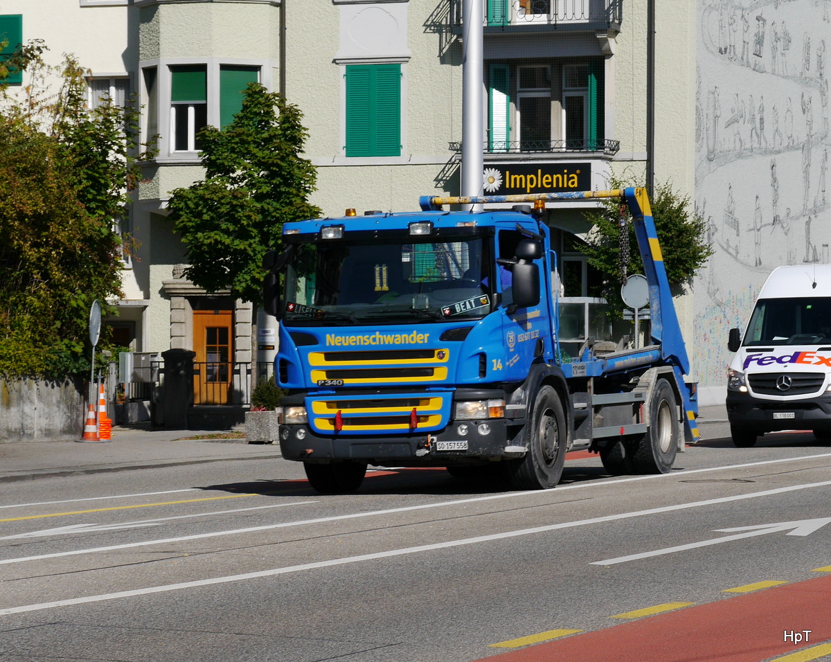 Scania P340 Muldentransporter unterwegs in Solothurn am 21.09.2017