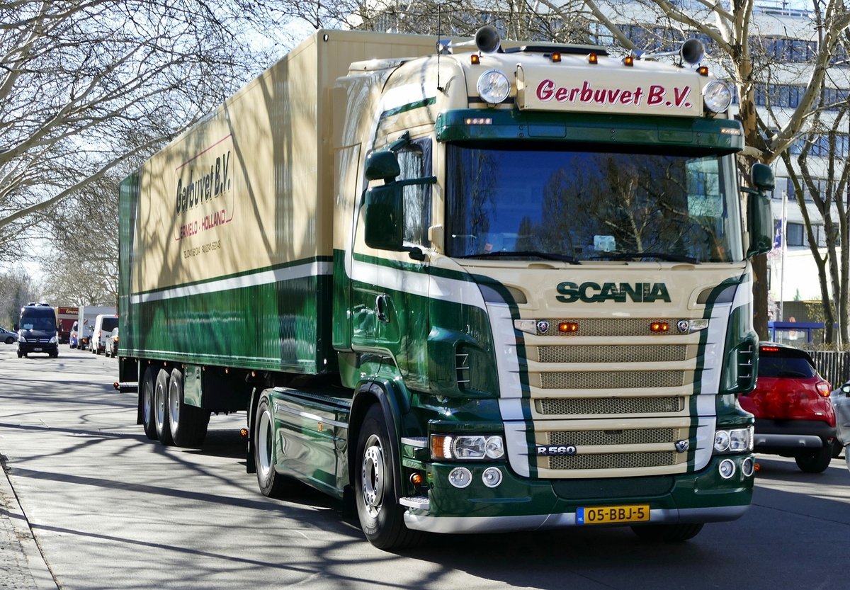 Scania R 560 Sattelzug, ''Gerbuvet B.V.'' (NL), Berlin -Charlottenburg im April 2019.