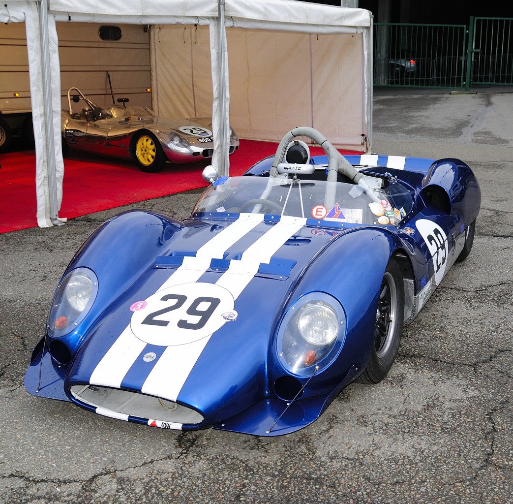 Shelby Cooper Monaco King Cobra, Bj.1963, 4700ccm soll am 20.Sep.2015 beim FIA Masters Historic Sports Car Championship zum Einsatz kommen. Hier im Fahrerlager am 19.9.2015 in Spa Francorchamps 