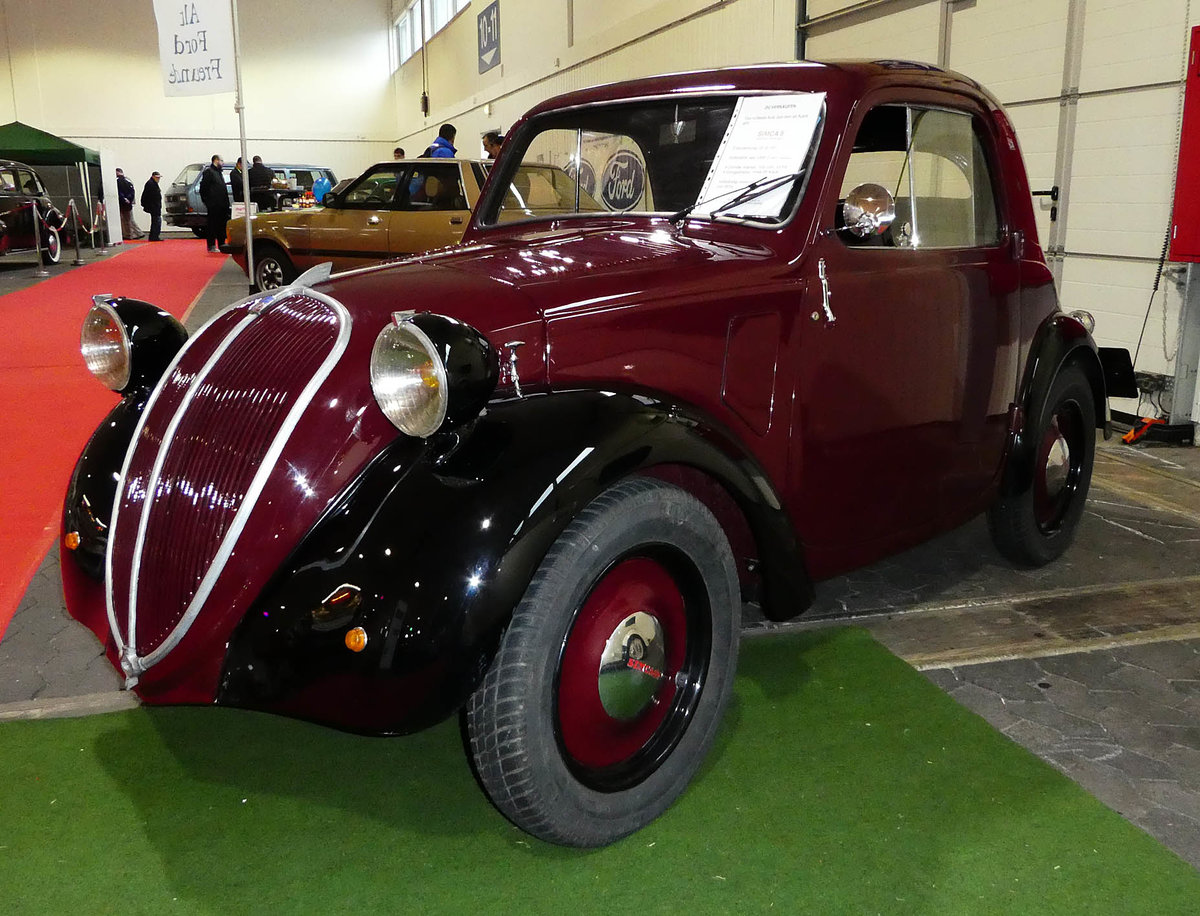 =Simca 5, Bj. 1937, steht zum Verkauf bei der Technorama Kassel im März 2017