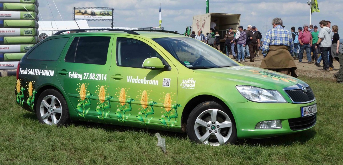 Skoda Oktavia als Werbeträger für den  FENDT-Feldtag , den der Traktorenhersteller mit der Saaten-Union gemeinsam am 27.08.2014 in Wadenbrunn veranstaltet hat. 