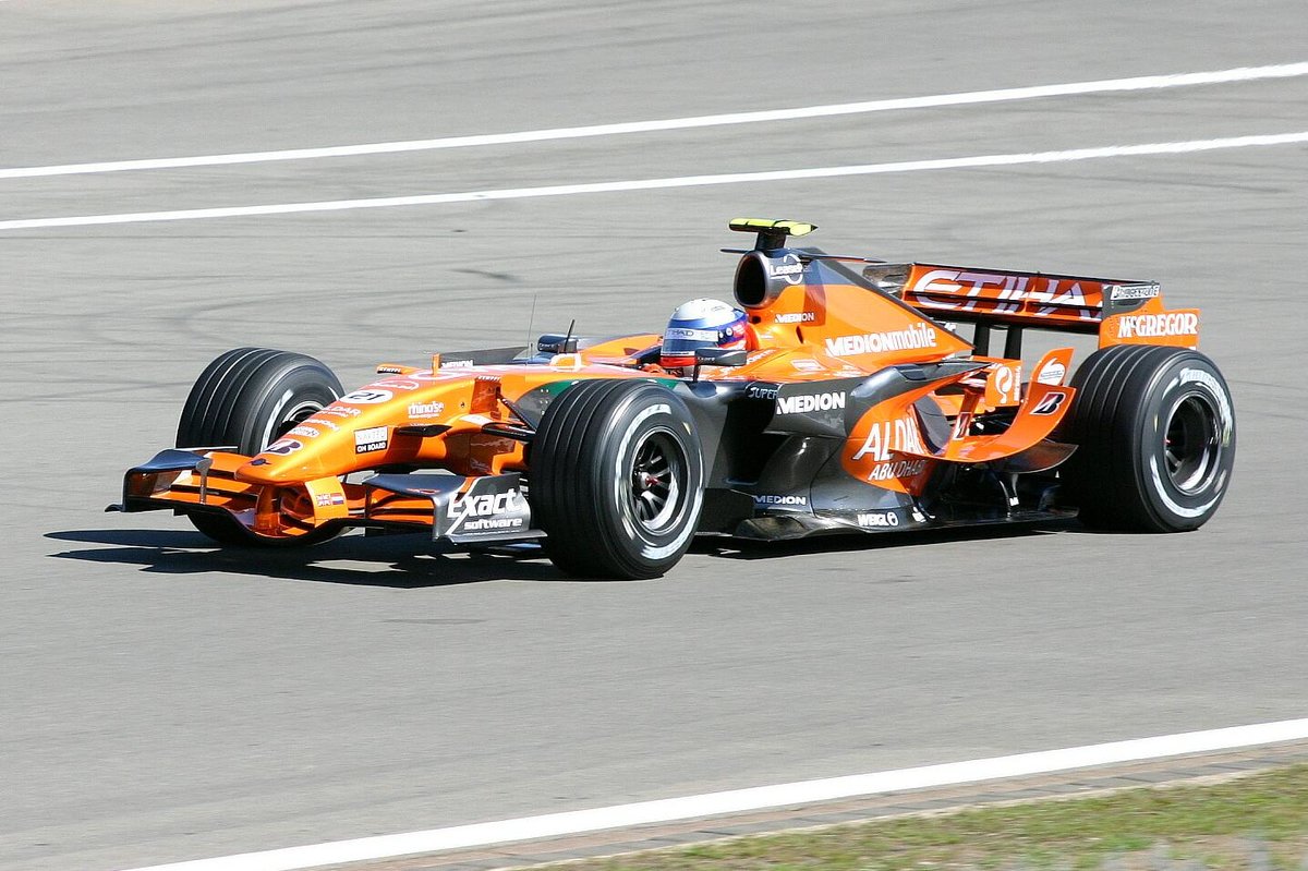 Spyker FB-VII Start-Nr. 21 mit Markus Winkelhock beim Großen Preis von Deutschland auf dem Nürburgring im Juli 2007