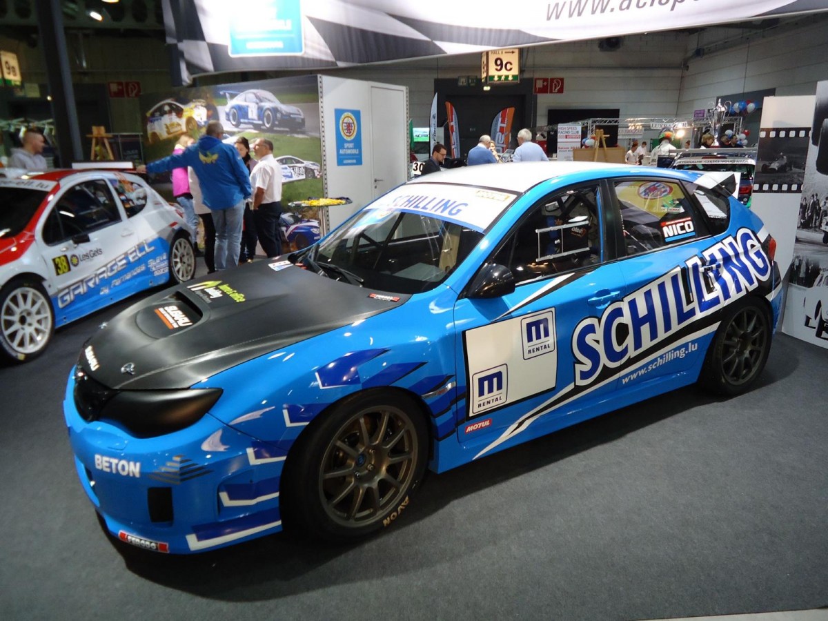 Subaru Impreza WRX Sti, Fahrer: Nico Schilling, auf der International Motor Show in Luxembourg, 22.11.2015