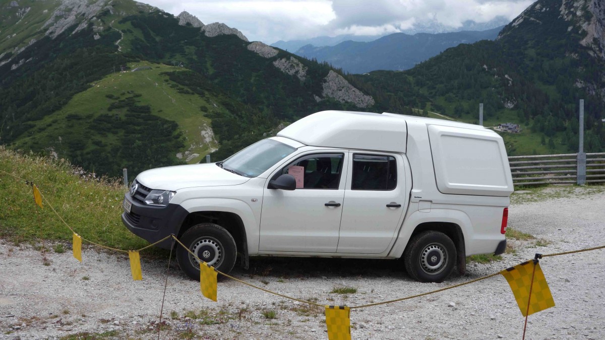 VW Amarok, gesehen an der Jenner-Gipfelstation im Juli 2015