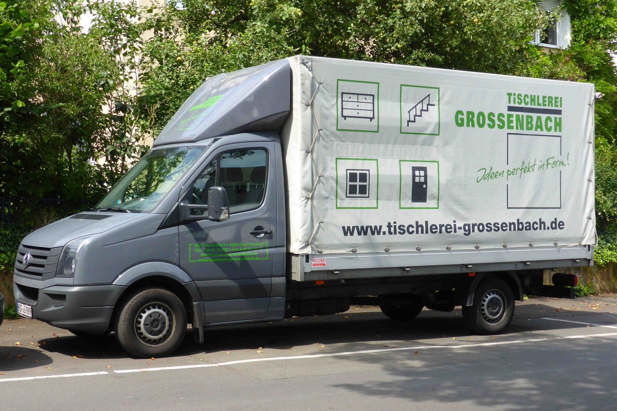 VW Crafter der  Schreinerei Grossenbach , gesehen in Bad Hersfeld im August 2014