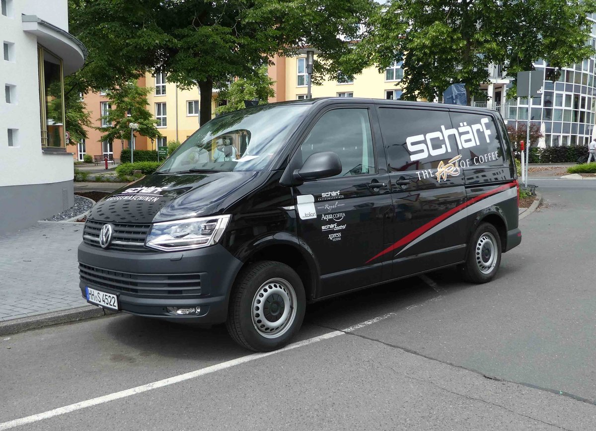 =VW T 6 der Firma SCHÄRF, gesehen im Juni 2019 beim Hessentag in Bad Hersfeld