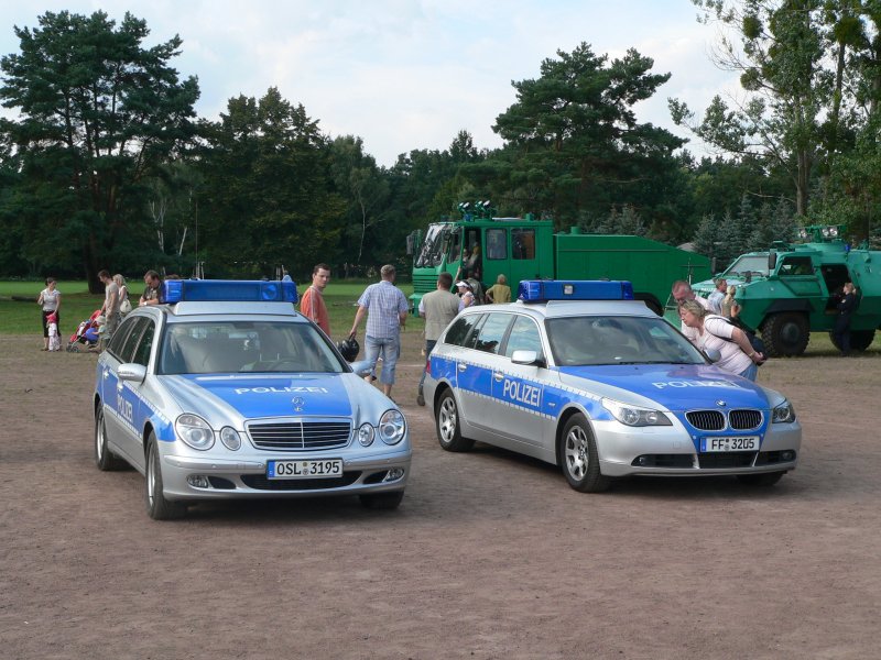Aktuelle Polizeifahrzeuge aus dem Land Brandenburg. 4.8.2007, Strausberg