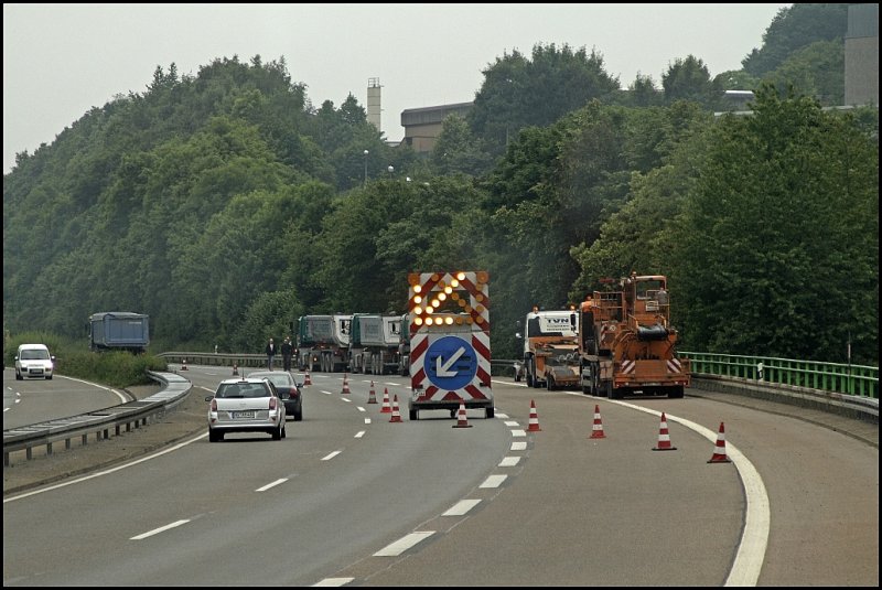 Baustelle auf der A46 an der Anschlussstelle Iserlohn-Letmathe. (15.06.2009)