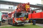 Die Feuerwehr Bremen war beim Tag der offenen Tür im Ausbesserungswerk Bremen am 14.06.2014 auch mit diesem schweren Liebherr Autokran im Ausstellungsgelände präsent.