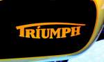 Triumph-Werke Nrnberg, Tankaufschrift an einem Oldtimer-Motorrad von 1952, die Firma bestand von 1909-57, Jan.2015