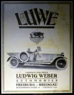 LUWE, Firmenschild der Auto-und Motorradmanufaktur Ludwig Weber in Freiburg/Breisgau, bestand von 1921-28, Feb.2016