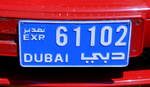 Nummernschild aus Dubai, gesehen an einem PKW beim 40.Internationalen NSU-Treffen in Freiamt/BaWü, Juni 2022