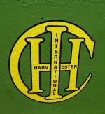 IHC, Logo an einem Oldtimer-Traktor von 1916, die International Harvester Company wurde 1902 in den USA gegrndet, Juli 2013