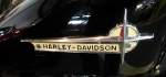 Harley-Davidson, Tankaufschrift an einem Oldtimer-Motorad der US-amerikanischen Firma, Mrz 2014