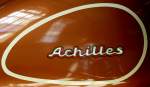 Achilles-Werke, Tankaufschrift an einem Motorradroller von 1954, die Firma befand sich in Wilhelmshafen, Nov.2014
