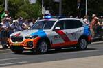 BMW X5, der Luxemburgischen Polizei, war in der Kolonne bei der Militärparade in der Stadt Luxemburg zu sehen.