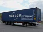 KRONE Container Trailer mit 40`CMA CGM berseecontainer abgestellt in Herten am 16.04.2012 Frontseitenansicht