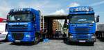 =DAF XF und Scania R 520, Holztransporter der Firma HERBERT aus Motten, stehen beim Country-, Trucker- und Streetfoodfestival Fulda im Juli 2017