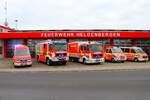 Der Fuhrpark der Feuerwehr Nidderau Heldenbergen mit ELW+HLF+GW-L+TSF+MTW+Stapler am 17.02.24 bei einen Fototermin.