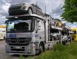Juni 2012 / Mercedes Actros 1841 fhrt fr BLG - Logistic als Autotransporter...