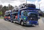 =Scania P410-Autotransporter rastet im Mai 2019 an der A 7