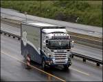 Typisch Niederlnder;-) die wissen wie man sein Fahrzeug auffllig macht:: Scania Highline R500(?) von Jansen Varkenshandel BV.