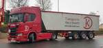 =Scania Sattelzug von Transporte DUSCHL steht im Februar 2021 in Fulda