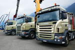 Drei Scania von Von Bergen Transporte am 24.6.17 am Trucker Festival in Interlaken.
