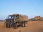 Morgenlicht in der Wüste, mit einen Renault GBC 180, Afrika, Sommer 2013.