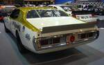 Heckansicht eines Dodge NASCAR Rennwagen des McGriff Racing Teams aus dem Jahr 1974.