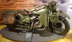 Harley Davidson WLA 741, Baujahr 1944, ca. 90.000 für das Militär im 2.Weltkrieg gebaute Maschinen machen das Modell zur meistgebauten Harley, 741ccm, 23PS, Sonderausstellung im NSU-Museum, Sept.2014