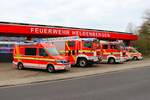 Der Fuhrpark der Feuerwehr Nidderau Heldenbergen mit ELW+HLF+GW-L+TSF+MTW+Stapler am 17.02.24 bei einen Fototermin.