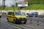 VW T4 Krankenwagen in den Straen von Brssel unterwegs am 06.04.2014.