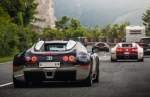 Drei Bugatti Veyron waehrend der Bugatti Grand Tour in Oesterreich am 30.5.14