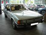 Dieser Ford Granada MK2 2.3 Ghia aus dem Jahr 1984 steht bei einem Düsseldorfer Ford-Händler zum Verkauf. Unter der Haube verrichtet ein V6-Motor seinen Dienst, der aus einem Hubraum von 2274 cm³ eine Leistung von 114 PS an die Hinterachse weiter leitet. Düsseldorf am 19.07.2020. 