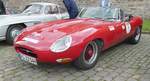 =Jaguar E, Bj. 1964, 4235 ccm, 210 PS, steht in Fulda anl. der SACHS-FRANKEN-CLASSIC im Juni 2019