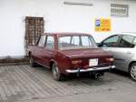 Ein Shiguli stand am 31.01.08 Am Netto-Markt in Stollberg. Der Lada 2101 wurde ab 1971 in der SU als Lizenz des Fiat 124 gebaut. Auer in der Su wurde er auch von Seat in Spanien, in Indien, Polen und in der Trkei gebaut.