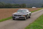 MB 350 SLC kommt beim Start zur Wertungsprüfung bei der Luxemburg Classic Rallye an.