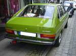 Heckansicht eines VW Passat TS B1 Typ 32 als viertürige Limousine im damals Farbton beryll grün. 15. Oldtimertreffen des AMC Essen-Kettwig am 01.05.2023.