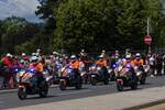 Motorrad Staffel der Luxemburgischen Polizei, fuhr bei der Militärparade in der Stadt Luxemburg mit.