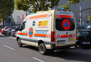 ASB Frankfurt Mercedes Benz Sprinter KTW der MTF bei der Katastrophenschutzbung Frankopia 2025 im Frankfurter Osthafen am 20.09.25