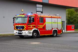 Berufsfeuerwehr Hanau MAN TGM Rosenbauer HLF20/16 (Florian Hanau 1-46-1) am 04.10.25 bei einen Fototermin.